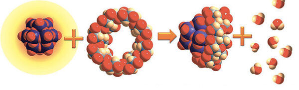 Пример взаимодействия суперхаотропного наноиона с органической макромолекулой с образованием супрамолекулярной системы (соединения включения).
