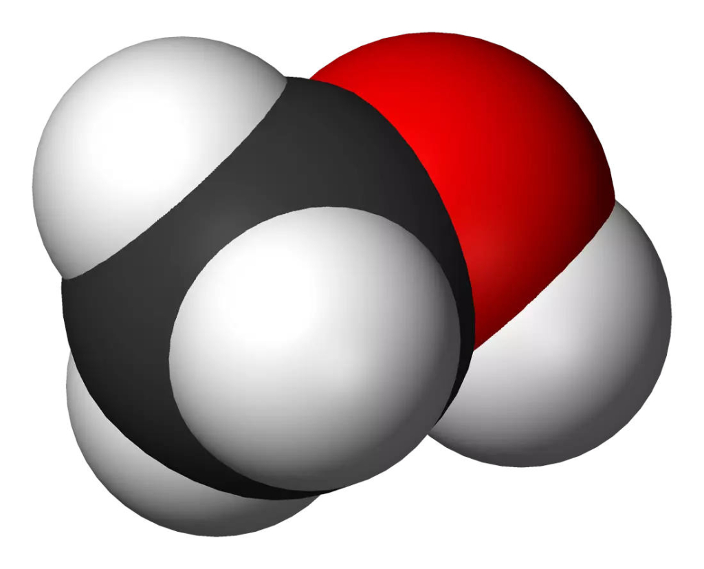 Модель молекулы метанола. Wikimedia Commons.