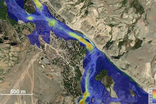 Моделирование паводка при прорыве Верхнего Аккольского озера