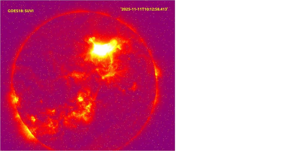 Изображение Солнца в мягком рентгеновском диапазоне 11.11.2025. Яркое пятно — активная область 4274