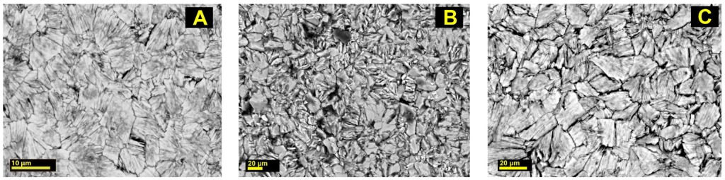 Электронные микрофотографии срезов немодифицированного армбрустерита (а) и образцов, обработанных соляной (b) и азотной (c) кислотами