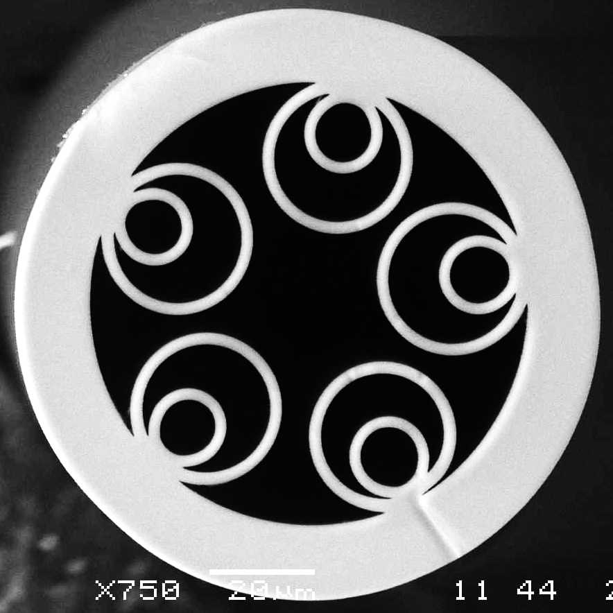 Изображение торца полого световода, полученное с помощью электронного микроскопа