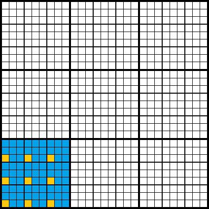 Рис. 1. Пример двумерной решётки разных масштабов (3х3, 9х9 и 27х27) к одной из теорем в статье авторов