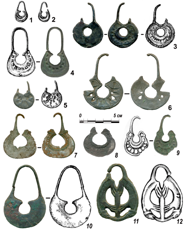 Медные калачевидные височные подвески из могильника Вак-Кур