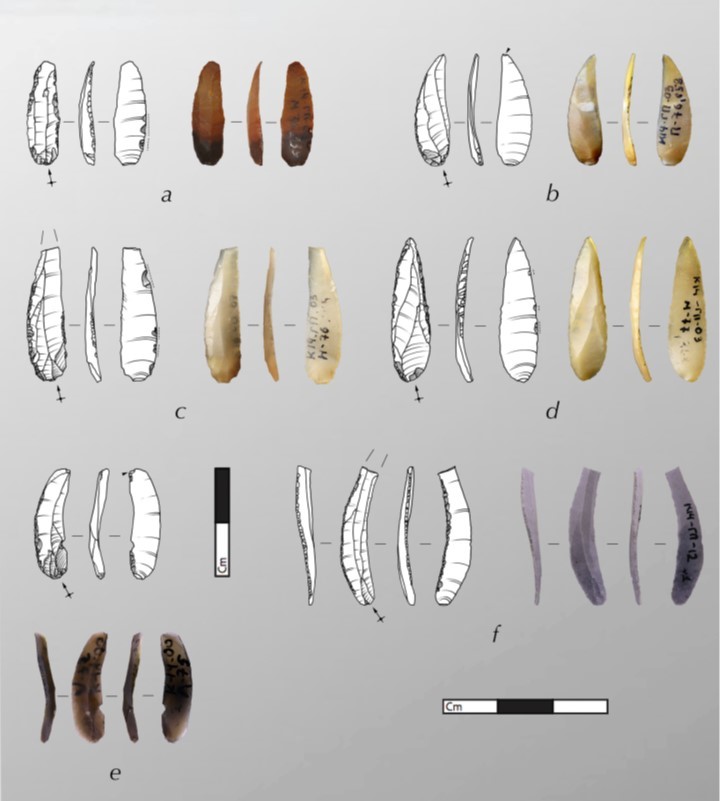 Микролиты стоянок средней хронологической группы (39,6–36,1 тыс. лет назад)
