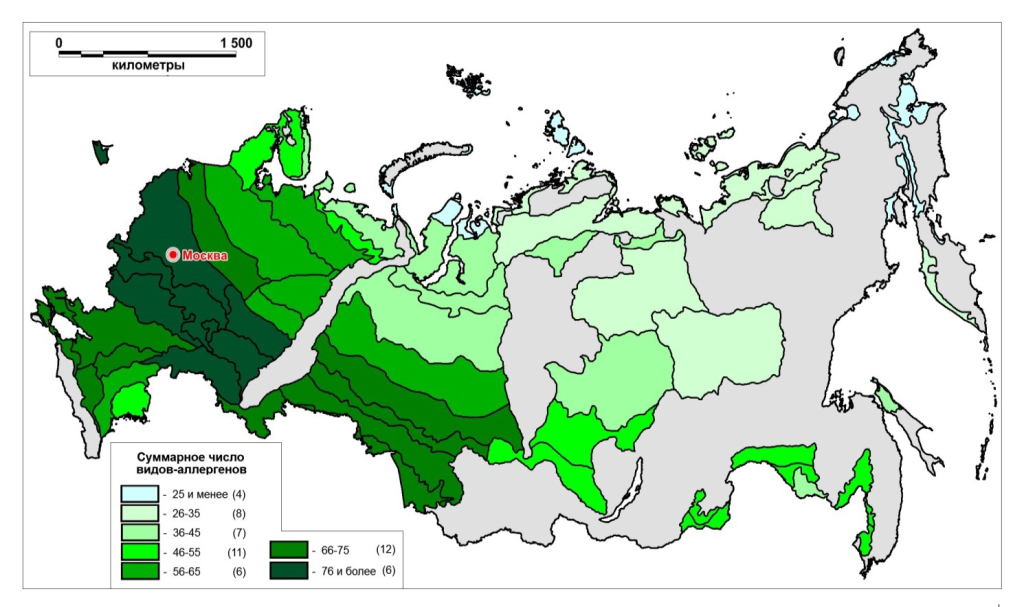 Особенности распределения аллергенных растений в России